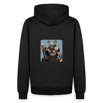 Guerrier viking avec masque de crâne et cornes - Sweat à capuche Premium bio Homme - noir - Dos - Nico (187cm)
