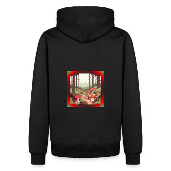 Champignons dans la forêt - Sweat à capuche Premium bio Homme - noir - Dos - Nico (187cm)