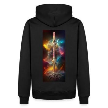 Ass der Schwerter - Männer Premium Bio Hoodie - Schwarz - Hinten - Nico (187cm)