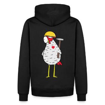 Handwerker Huhn Hammer Herz Baustelle Berufe Job - Männer Premium Bio Hoodie - Schwarz - Hinten - Nico (187cm)