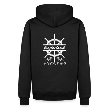 Volant, ancrages et coordonnées Westerland-Sylt - Sweat à capuche Premium bio Homme - noir - Dos - Nico (187cm)