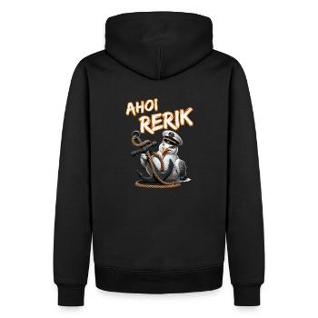 Ahoy Rerik Mouette drôle avec ancre - Sweat à capuche Premium bio Homme - noir - Dos - Nico (187cm)