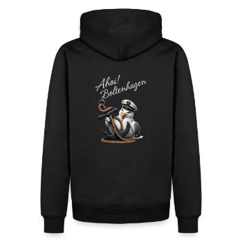 Ahoy Boltenhagen mouette drôle avec ancre - Sweat à capuche Premium bio Homme - noir - Dos - Nico (187cm)