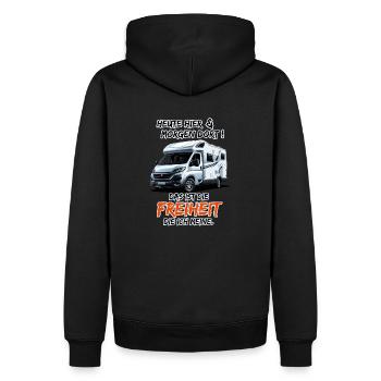 Here today & there tomorrow, that's freedom... - Men’s Premium Organic Hoodie - black - Back - Nico (187cm)