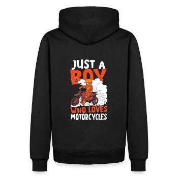 Nur ein Junge, der Motorräder liebt - Männer Premium Bio Hoodie - Schwarz - Hinten - Nico (187cm)