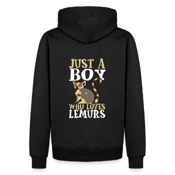 Nur ein Junge, der Lemuren liebt - Männer Premium Bio Hoodie - Schwarz - Hinten - Nico (187cm)