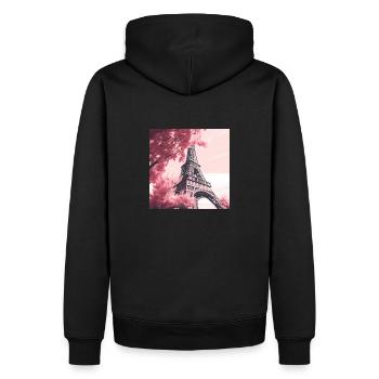 Paris in Pink - Männer Premium Bio Hoodie - Schwarz - Hinten - Nico (187cm)