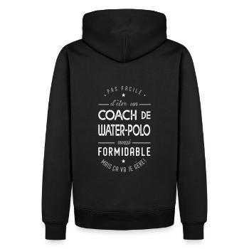 coach water polo formidable cadeau sport piscine - Sweat à capuche Premium bio Homme - noir - Dos - Nico (187cm)