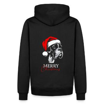 Boxer Joyeux Noël, Tête De Chien - Sweat à capuche Premium bio Homme - noir - Dos - Nico (187cm)