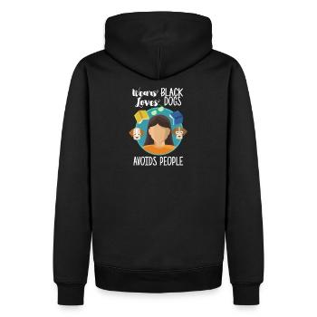 Introvert - Men’s Premium Organic Hoodie - black - Back - Nico (187cm)