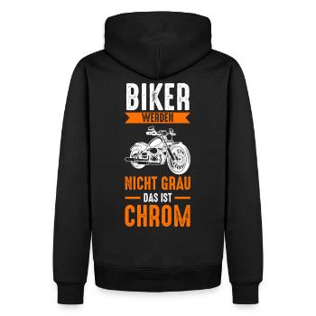 Biker Werden Nicht Grau Das Ist Chrom - Männer Premium Bio Hoodie - Schwarz - Hinten - Nico (187cm)