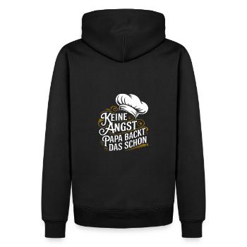 Papa backt das schon. Unser Papa ist Bäcker - Männer Premium Bio Hoodie - Schwarz - Hinten - Nico (187cm)
