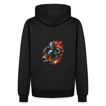 Skull Skelett auf Skateboard - Männer Premium Bio Hoodie - Schwarz - Hinten - Nico (187cm)