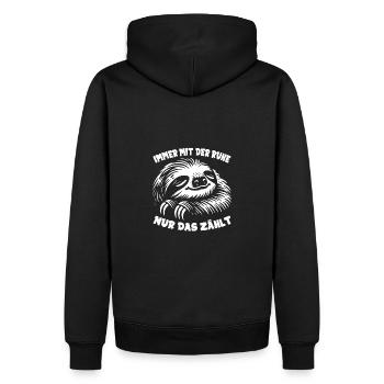 Faultier cool nur keinen Stress immer mit der Ruhe - Männer Premium Bio Hoodie - Schwarz - Hinten - Nico (187cm)