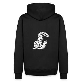 Lustiger Otter mit Sonnenschirm sitzt auf Schnecke - Männer Premium Bio Hoodie - Schwarz - Hinten - Nico (187cm)