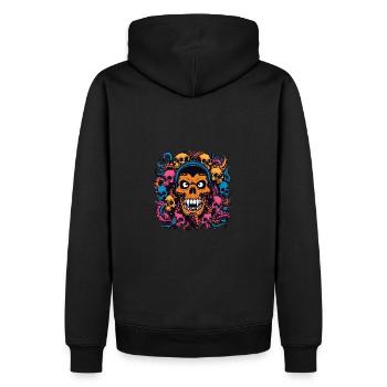 Decorative Large Skull with Small Skulls - Men’s Premium Organic Hoodie - black - Back - Nico (187cm)