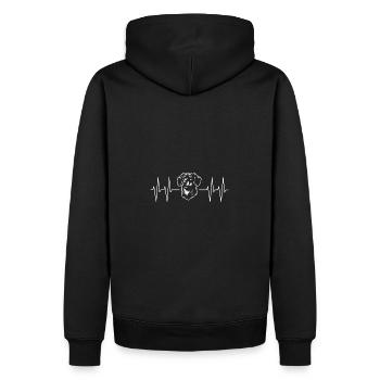 Portrait de teckel avec ligne de cœur - Sweat à capuche Premium bio Homme - noir - Dos - Nico (187cm)