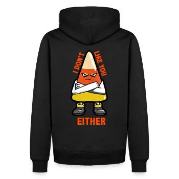 I Don't Like You Either Funny Halloween Candy Corn - Men’s Premium Organic Hoodie - black - Back - Nico (187cm)