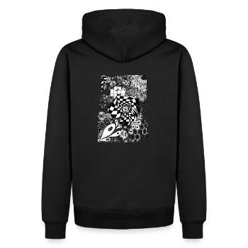 Doodles black & white - Männer Premium Bio Hoodie - Schwarz - Hinten - Nico (187cm)