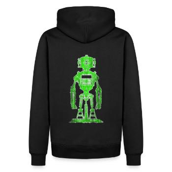 Dessin de robot vert néon - Sweat à capuche Premium bio Homme - noir - Dos - Nico (187cm)
