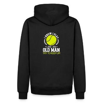 Je sais que je joue au padel comme un vieil homme - Sweat à capuche Premium bio Homme - noir - Dos - Nico (187cm)