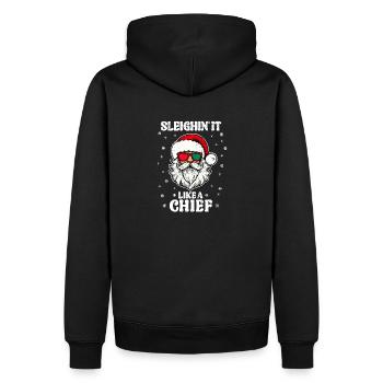 Schlittenfahren wie ein Häuptling Santa Fun - Männer Premium Bio Hoodie - Schwarz - Hinten - Nico (187cm)