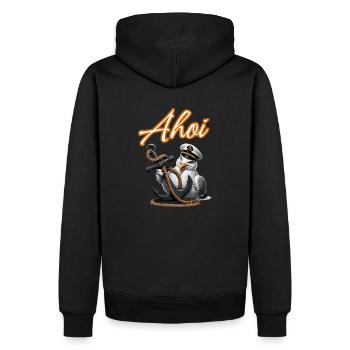 Ahoy! Funny Seagull with Anchor - Men’s Premium Organic Hoodie - black - Back - Nico (187cm)