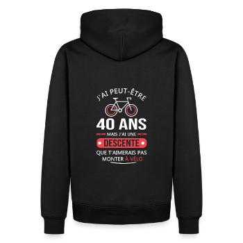 Vélo 40 Ans anniversaire cadeau 40 ans vélo - Sweat à capuche Premium bio Homme - noir - Dos - Nico (187cm)