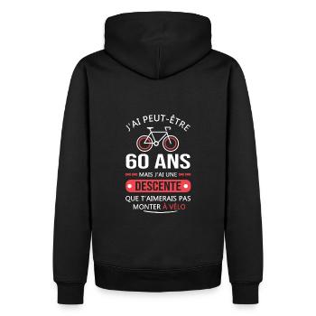 Vélo 60 Ans anniversaire cadeau 60 ans vélo - Sweat à capuche Premium bio Homme - noir - Dos - Nico (187cm)