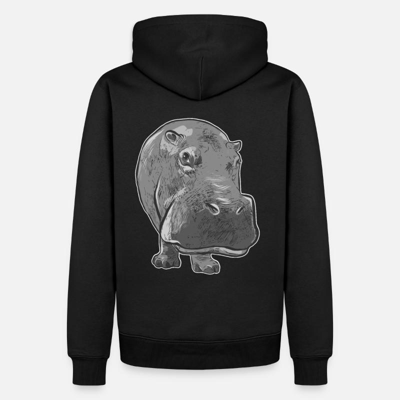 Hippo - Männer Premium Bio Hoodie - Schwarz