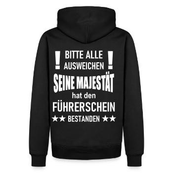 Führerschein bestanden - Männer Premium Bio Hoodie - Schwarz - Hinten - Nico (187cm)