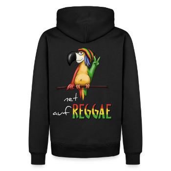 Net auf-REGGAE gechillter Rastafari Papagei Rasta - Männer Premium Bio Hoodie - Schwarz - Hinten - Nico (187cm)