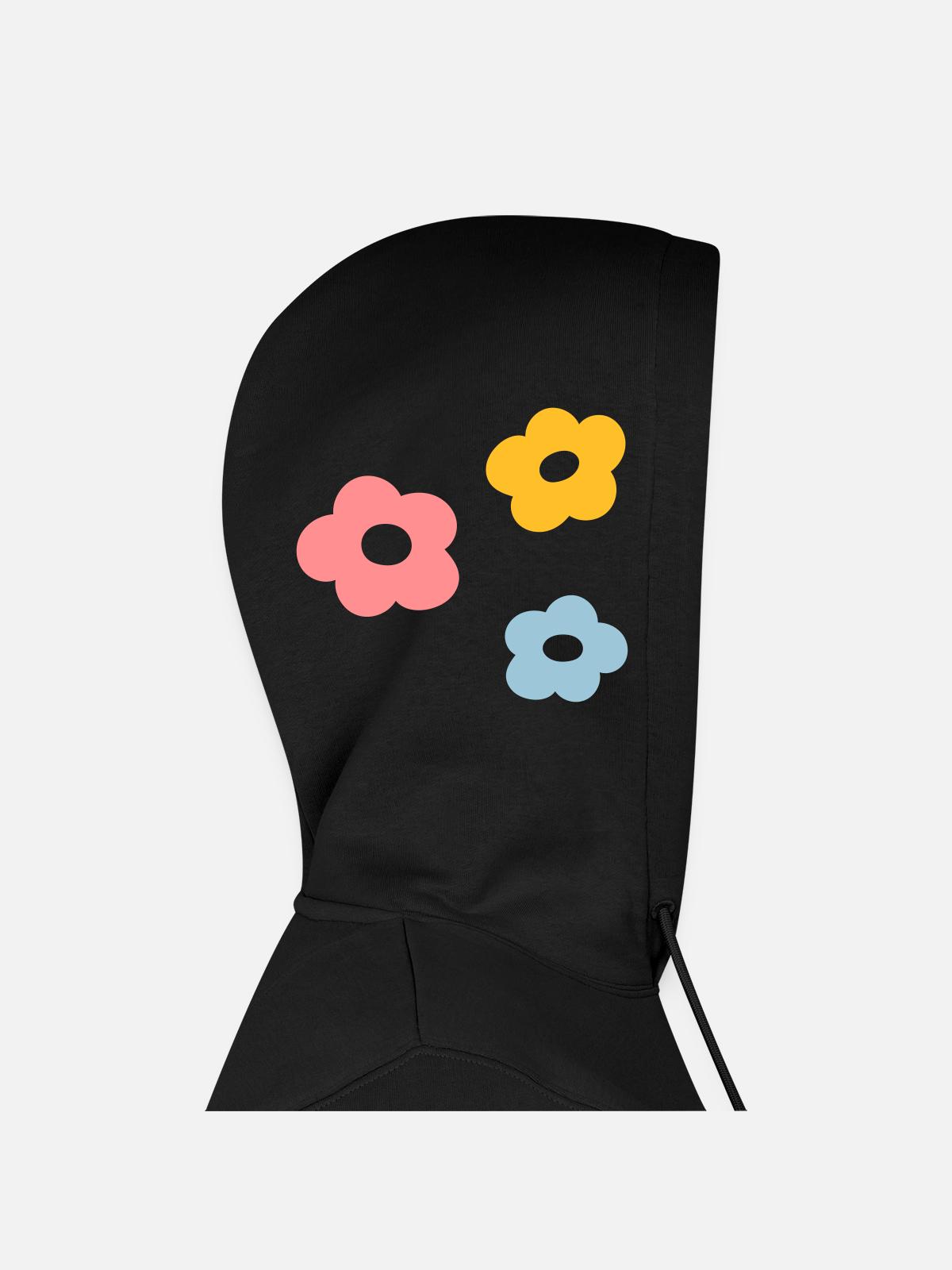 Blümchen - Männer Premium Bio Hoodie - Schwarz - Kapuze rechts