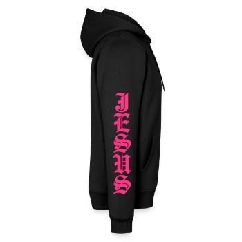 Jesus Vertical - Men’s Premium Organic Hoodie - black - Right - Nico (187cm)