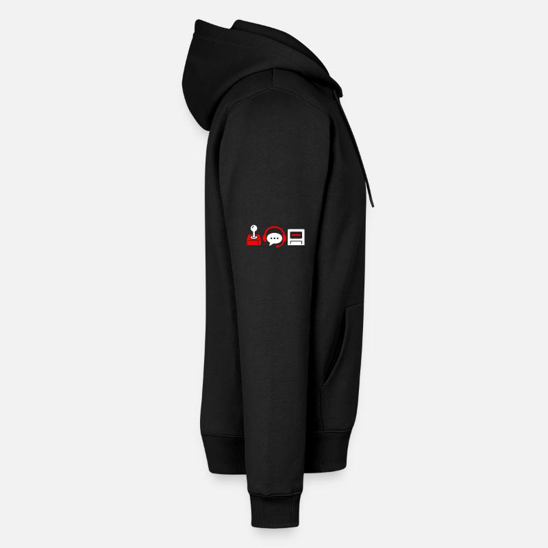 Manette rétro, PC et casque - Sweat à capuche Premium bio Homme - noir