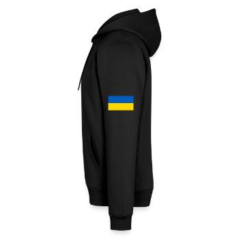 Drapeau ukrainien BleuHarmonie jaune - Sweat à capuche Premium bio Homme - noir - Gauche - Nico (187cm)