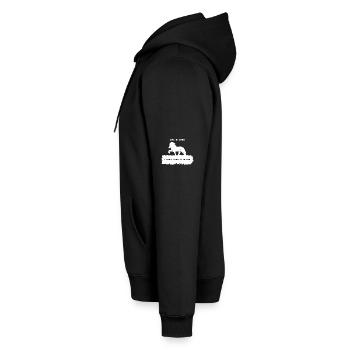 Spruch 2 mit Pferd 1 weiß - Männer Premium Bio Hoodie - Schwarz - Links - Nico (187cm)