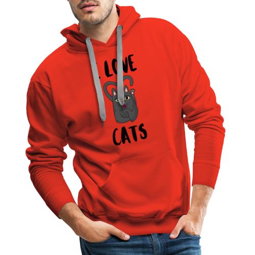 I Love cats - Sweat-shirt à capuche Premium Homme