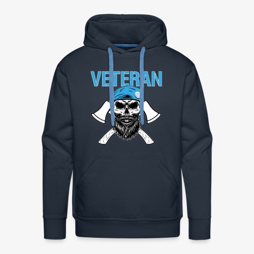Veteran - Dödskalle med blå basker och yxor - Premiumluvtröja herr