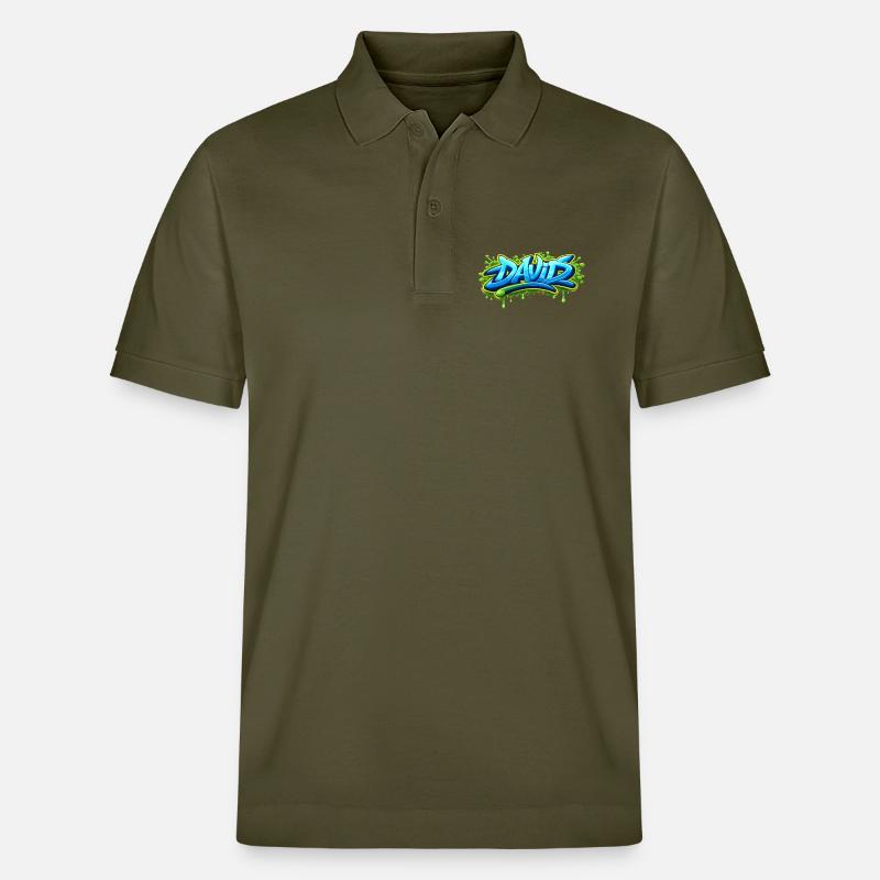 Graffiti name DAVID printable on everything  - Polo PREPSTER bio Stanley/Stella Unisexe - kaki