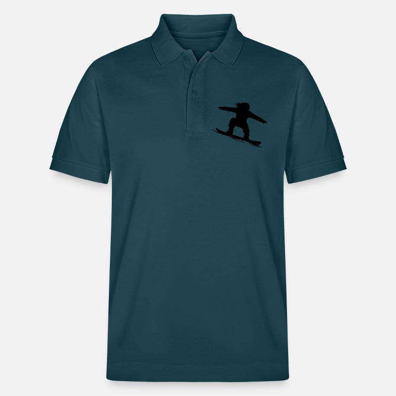 Snowboarder Silhouette - Farbe variabel - Stanley/Stella Unisex Bio-Poloshirt PREPSTER - Dunkles Petrol
