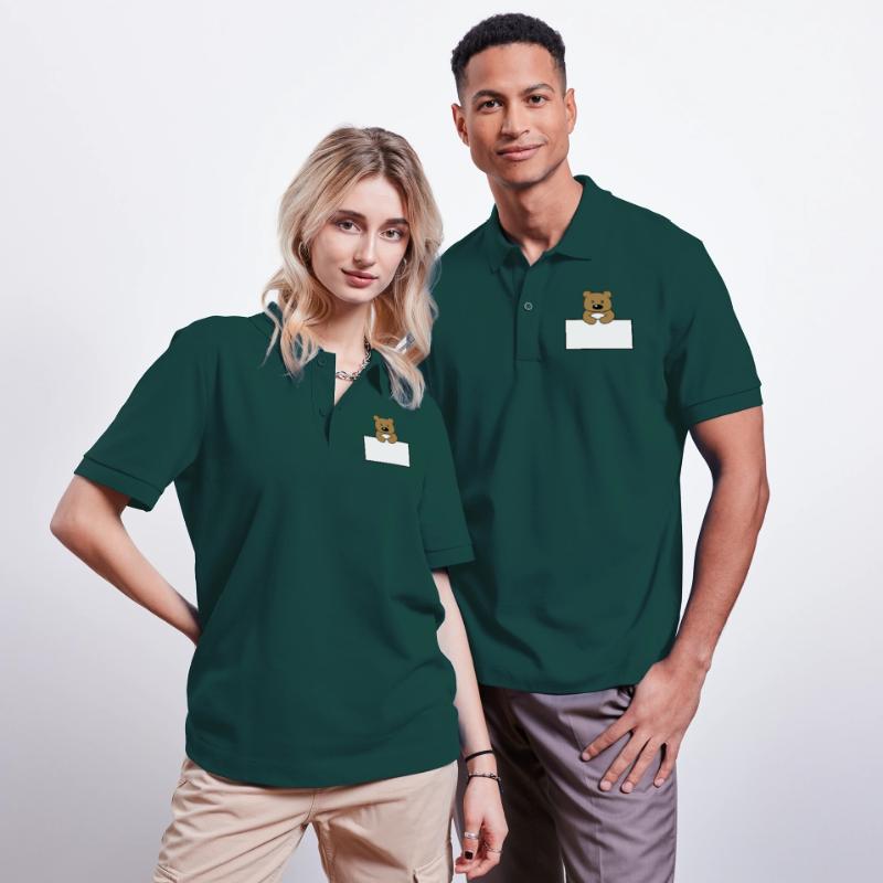 name shield frame text write teddy grizzly ba Stanley/Stella Unisex Organic Polo Shirt PREPSTER