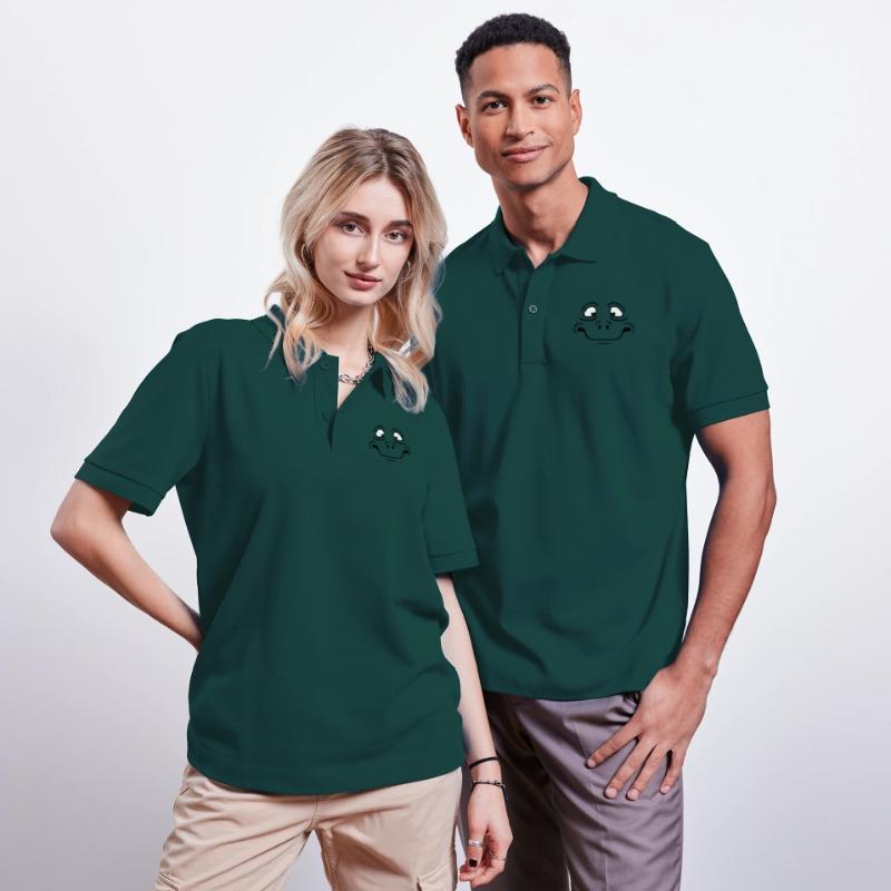 Insecure Anxious Comic Cartoon Face Stanley/Stella Unisex Organic Polo Shirt PREPSTER