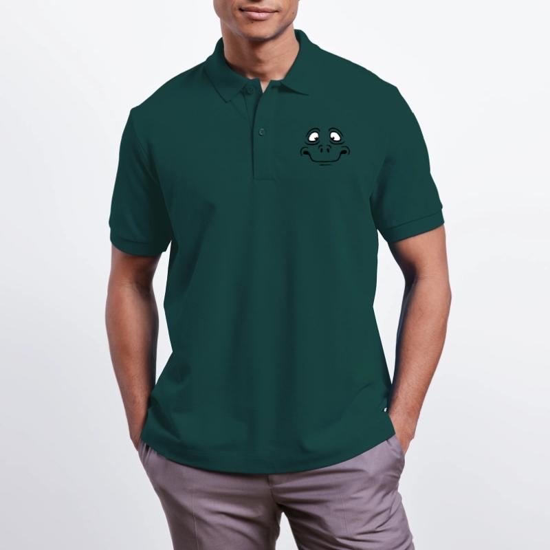 Insecure Anxious Comic Cartoon Face Stanley/Stella Unisex Organic Polo Shirt PREPSTER