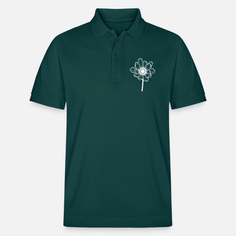 Fleur blanche graphique - Polo PREPSTER bio Stanley/Stella Unisexe - vert vitré