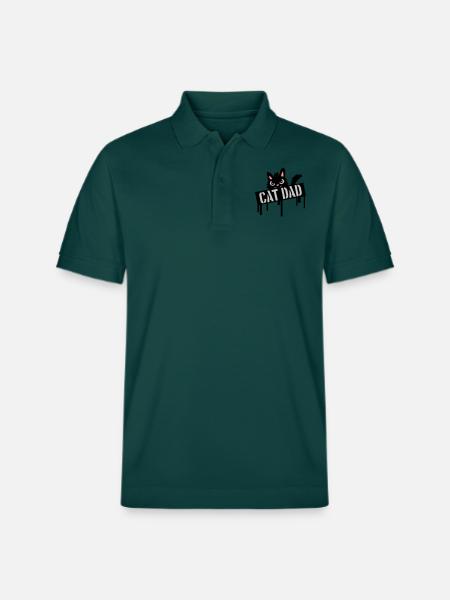 Cat Father Stamp Logo - Stanley/Stella Unisex Organic Polo Shirt PREPSTER - glazed green