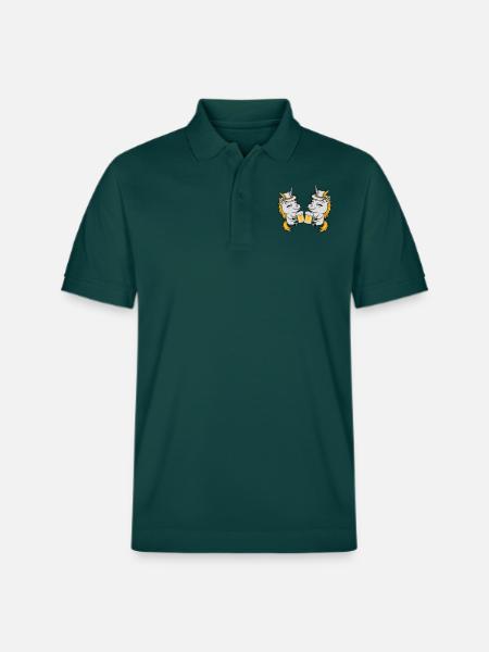 Einhorn Freunde Bier Anstoßen - Stanley/Stella Unisex Bio-Poloshirt PREPSTER - Glasiertes Grün