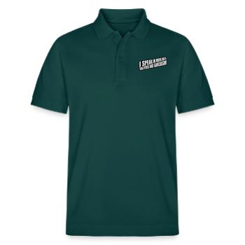 speak lyrics and sarcasm - Stanley/Stella Unisex Organic Polo Shirt PREPSTER - glazed green - Front - Roxy (174cm) & Andy (188cm)
