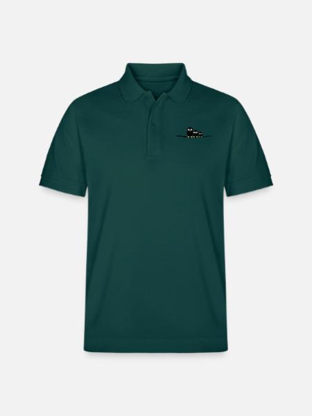 three owls on a branch - Stanley/Stella Unisex Organic Polo Shirt PREPSTER - glazed green