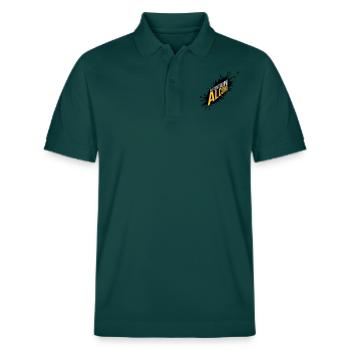 Farbklecks May Contain Alcohol - Stanley/Stella Unisex Bio-Poloshirt PREPSTER - Glasiertes Grün - Vorne - Roxy (174cm) & Andy (188cm)